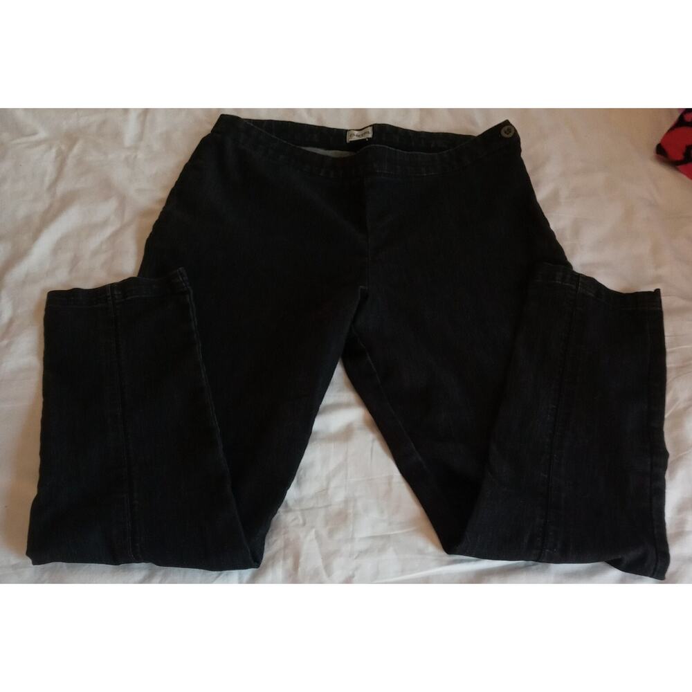 Chico's Jeans Womens Size 2.5 Regular Black Side Zip Closure Denim Pants Stretch